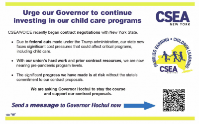 CSEA/VOICE urges Governor to continue supporting child care programs